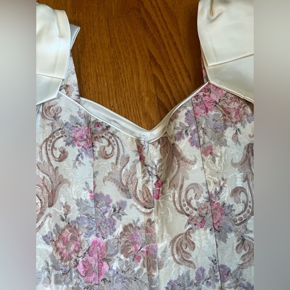 Gorgeous Vintage Floral Cream Tapestry Rayon Blend Dress 80s 90s Size 12 - Picture 6 of 8